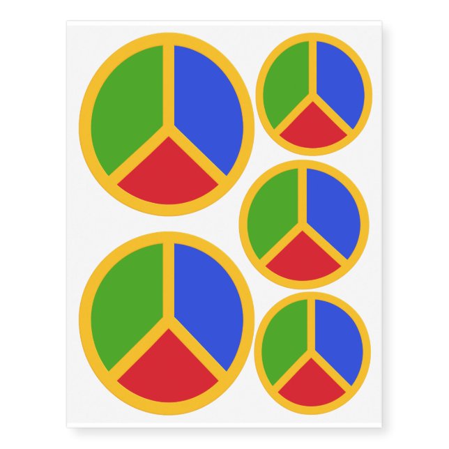 Colorful Peace Sign temporary tattoos (Front)