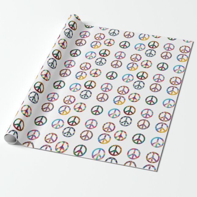 Colorful Peace Sign Wrapping Paper (Unrolled)