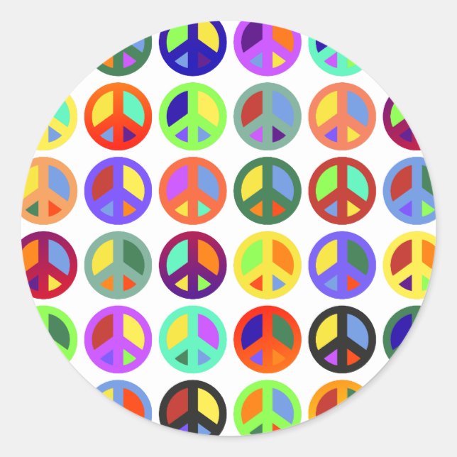 Colorful Peace Signs Classic Round Sticker (Front)