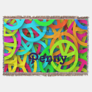Colorful Peace Signs design Throw Blanket