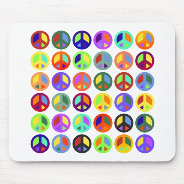 Colorful Peace Signs Mouse Pad (Front)