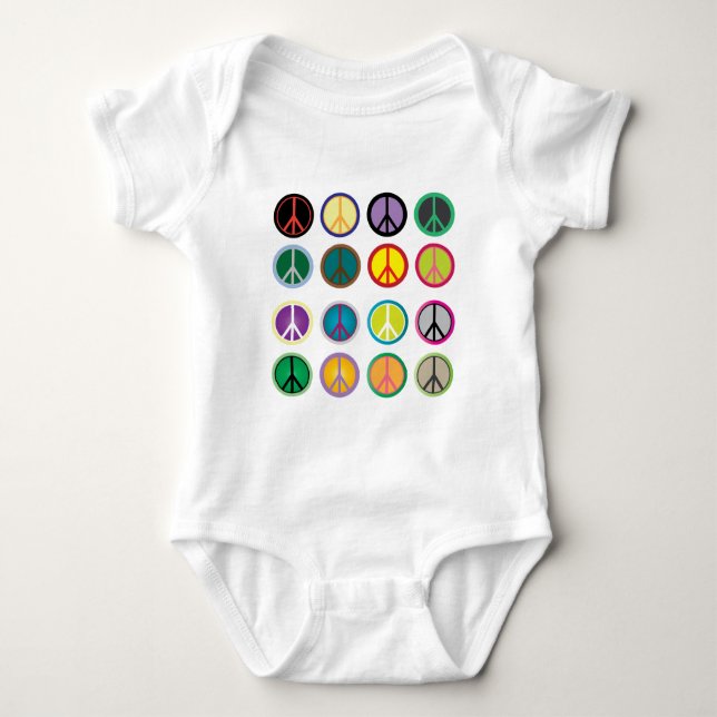 Colorful Peace Signs - Peace Sign pattern Baby Bodysuit (Front)