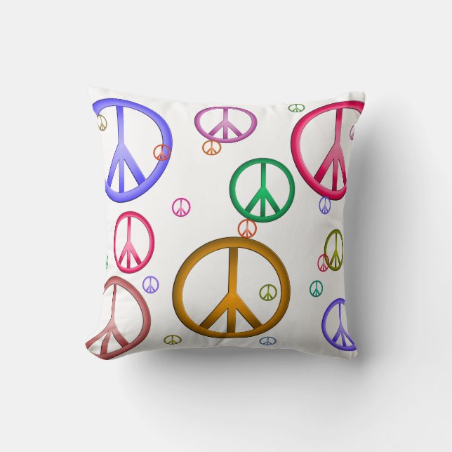 Colorful Peace Signs Pillow (Front)