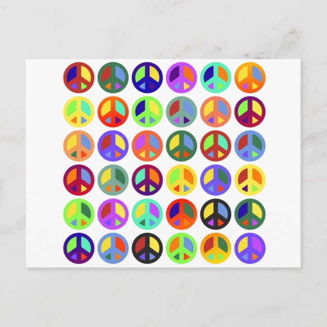 Colorful Peace Signs Postcard (Front)