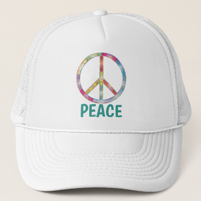 Colorful Peace Symbol Design Hat (Front)