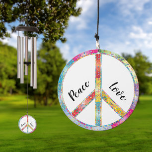 Colorful Peace Symbol Design Wind Chime