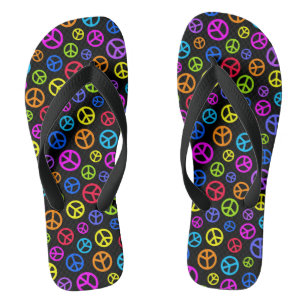 Colorful Peace Symbol Pattern Flip Flops