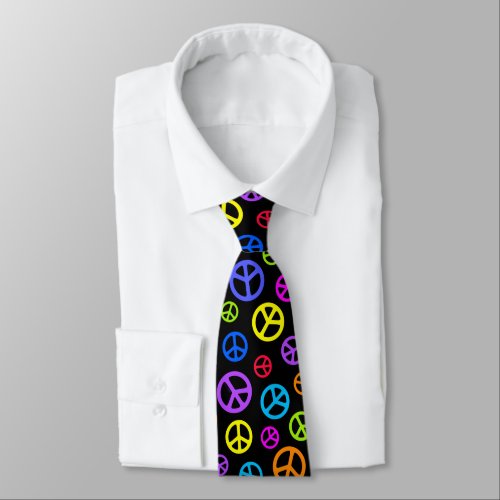 Colorful Peace Symbol Pattern Neck Tie