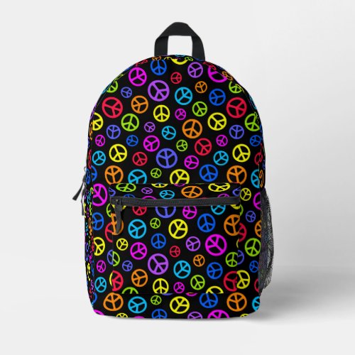 Colorful Peace Symbol Pattern Printed Backpack