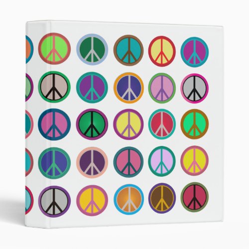 Colorful Peace Symbols 3 Ring Binder