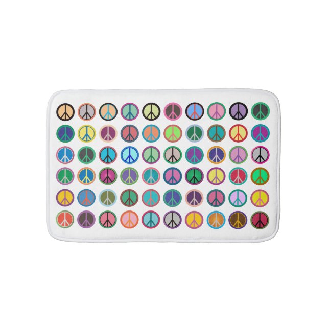Colorful Peace Symbols Bathroom Mat (Front)