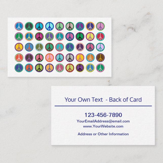 Colorful Peace Symbols Business Card (Front/Back)