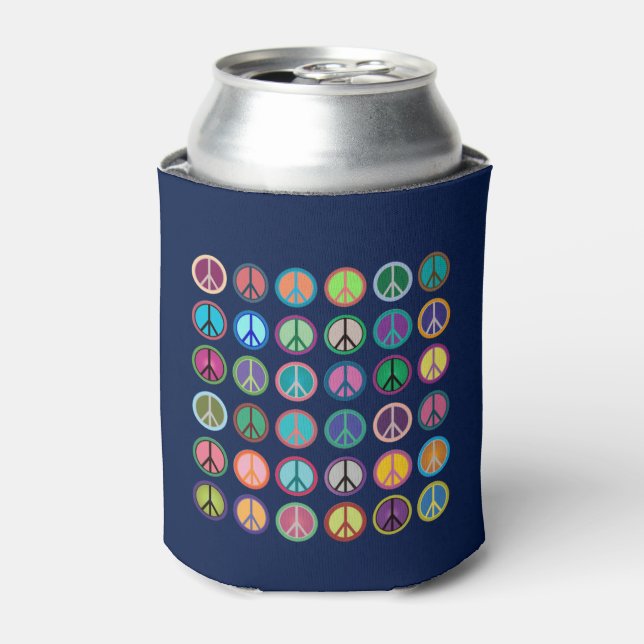 Colorful Peace Symbols Can Cooler (Can Front)