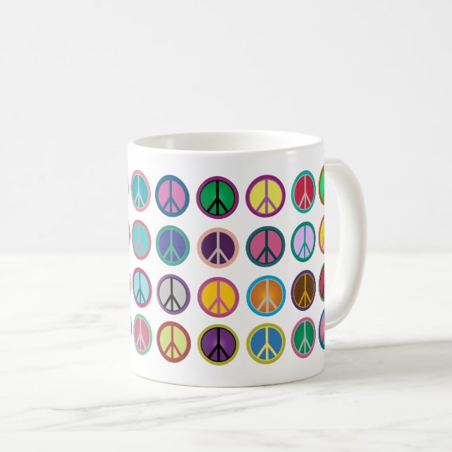 Colorful Peace Symbols Coffee Mug (Front Right)