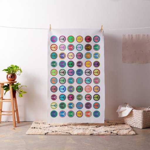Colorful Peace Symbols Fabric