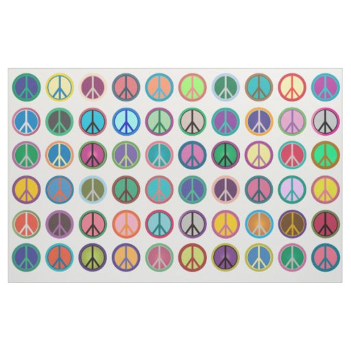 Colorful Peace Symbols Fabric
