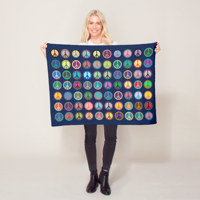 Colorful Peace Symbols Fleece Blanket (In Situ)