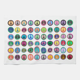 Colorful Peace Symbols Kitchen Towel