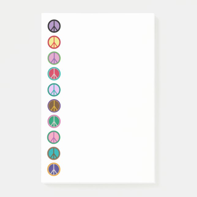 Colorful Peace Symbols Post-it Notes (Front)