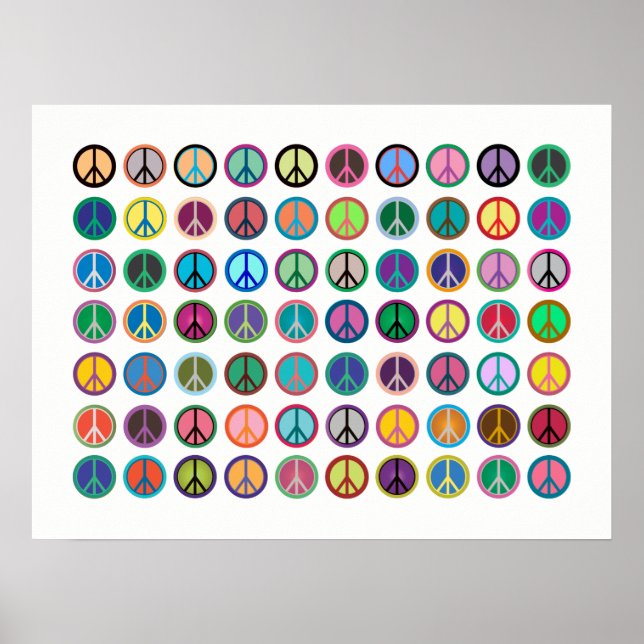 Colorful Peace Symbols Poster (Front)
