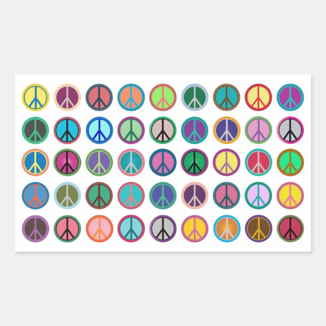 Colorful Peace Symbols Rectangular Sticker (Front)