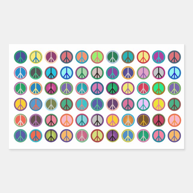Colorful Peace Symbols Rectangular Sticker (Front)