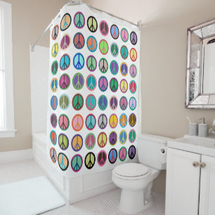 Colorful Peace Symbols Shower Curtain
