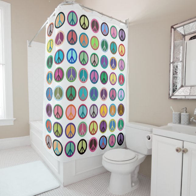 Colorful Peace Symbols Shower Curtain (In Situ)