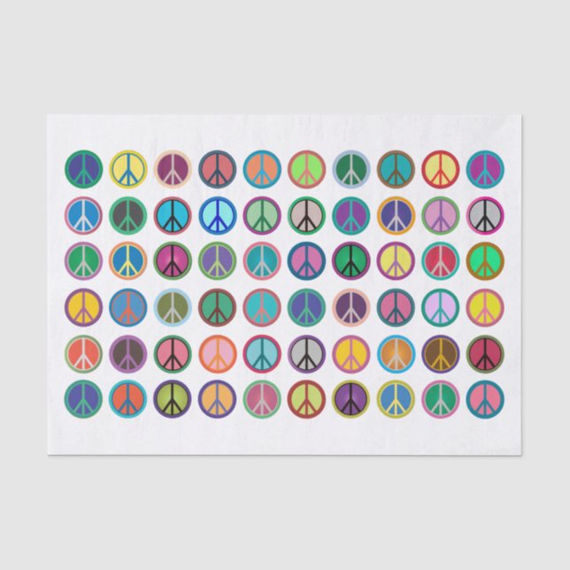 Colorful Peace Symbols Tissue Paper (Front)