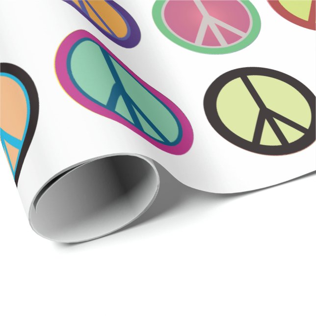 Colorful Peace Symbols Wrapping Paper (Roll Corner)