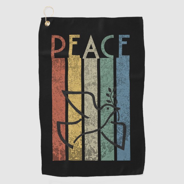 Colorful peace text design golf towel (Front)