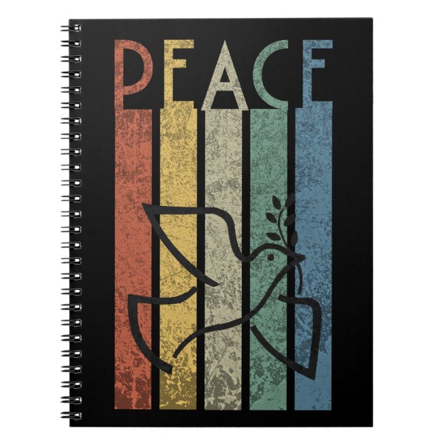 Colorful peace text design notebook (Front)