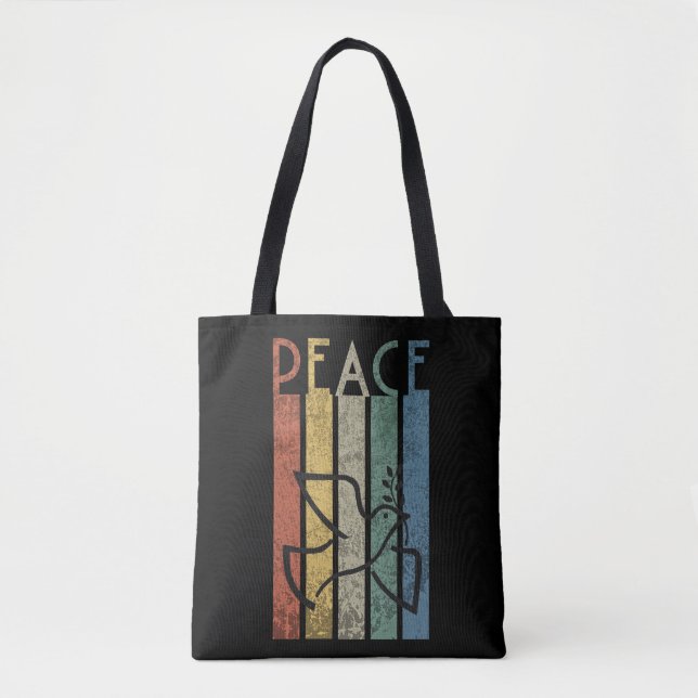 Colorful peace text design tote bag (Front)
