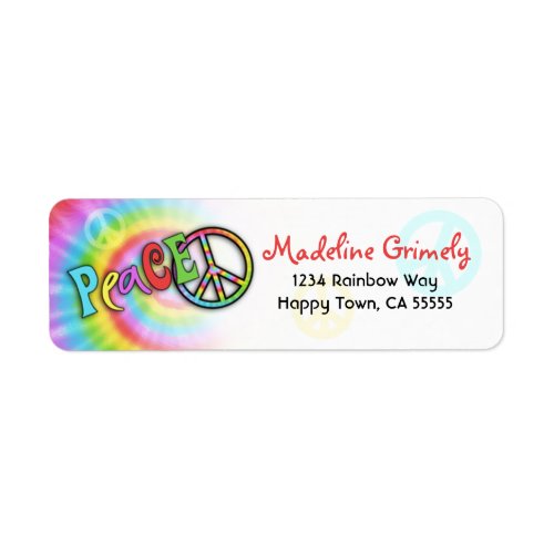 Colorful PEACE Tie Dye Address Label_ Small Label
