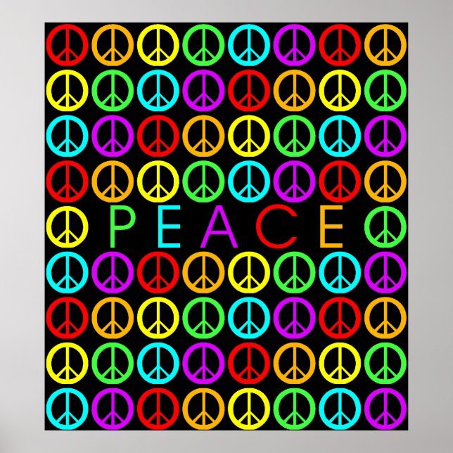 Colorful PEACE w/peace signs (Front)