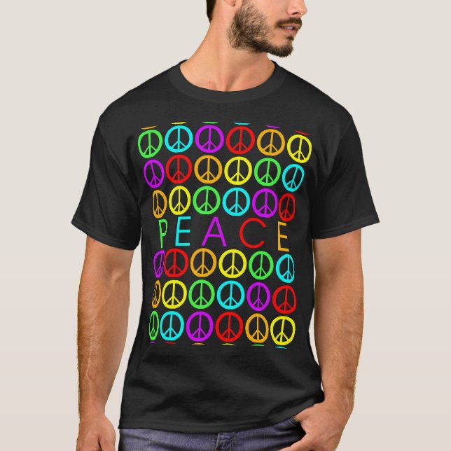 Colorful PEACE w/peace signs T-Shirt (Front)