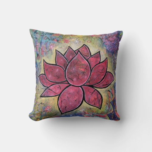 Colorful, Peaceful Lotus Throw Pillow