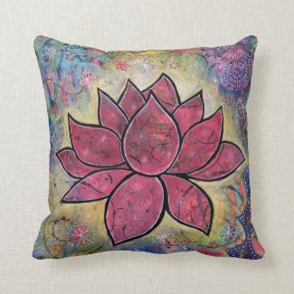 Colorful, Peaceful Lotus Throw Pillow
