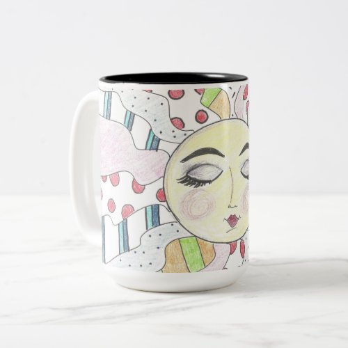 Colorful peaceful sun _  Two_Tone coffee mug