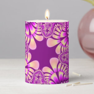 Colorful Peach and Purple Fractal Pillar Candle