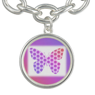 Colorful Peach Pink Purple Geometric Butterfly Art Bracelet
