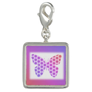 Colorful Peach Pink Purple Geometric Butterfly Art Charm