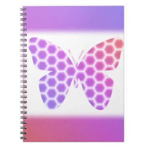 Colorful Peach Pink Purple Geometric Butterfly Art Notebook