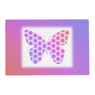 Colorful Peach Pink Purple Geometric Butterfly Art Placemat