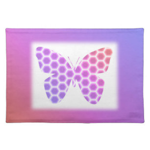 Colorful Peach Pink Purple Geometric Butterfly Art Placemat