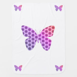 Colorful Peach Pink Purple Geometric Butterfly Art Stroller Blanket