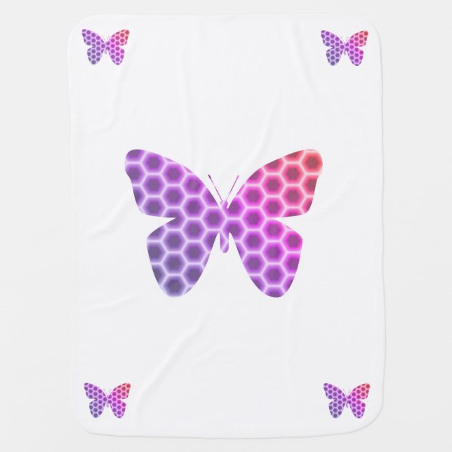 Colorful Peach Pink Purple Geometric Butterfly Art Stroller Blanket (Front)
