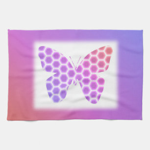 Colorful Peach Pink Purple Geometric Butterfly Art Towel