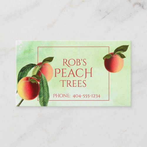 Colorful Peaches on Green Watercolor Business Card