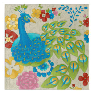 Colorful Peacock and Flowers Acrylic Print